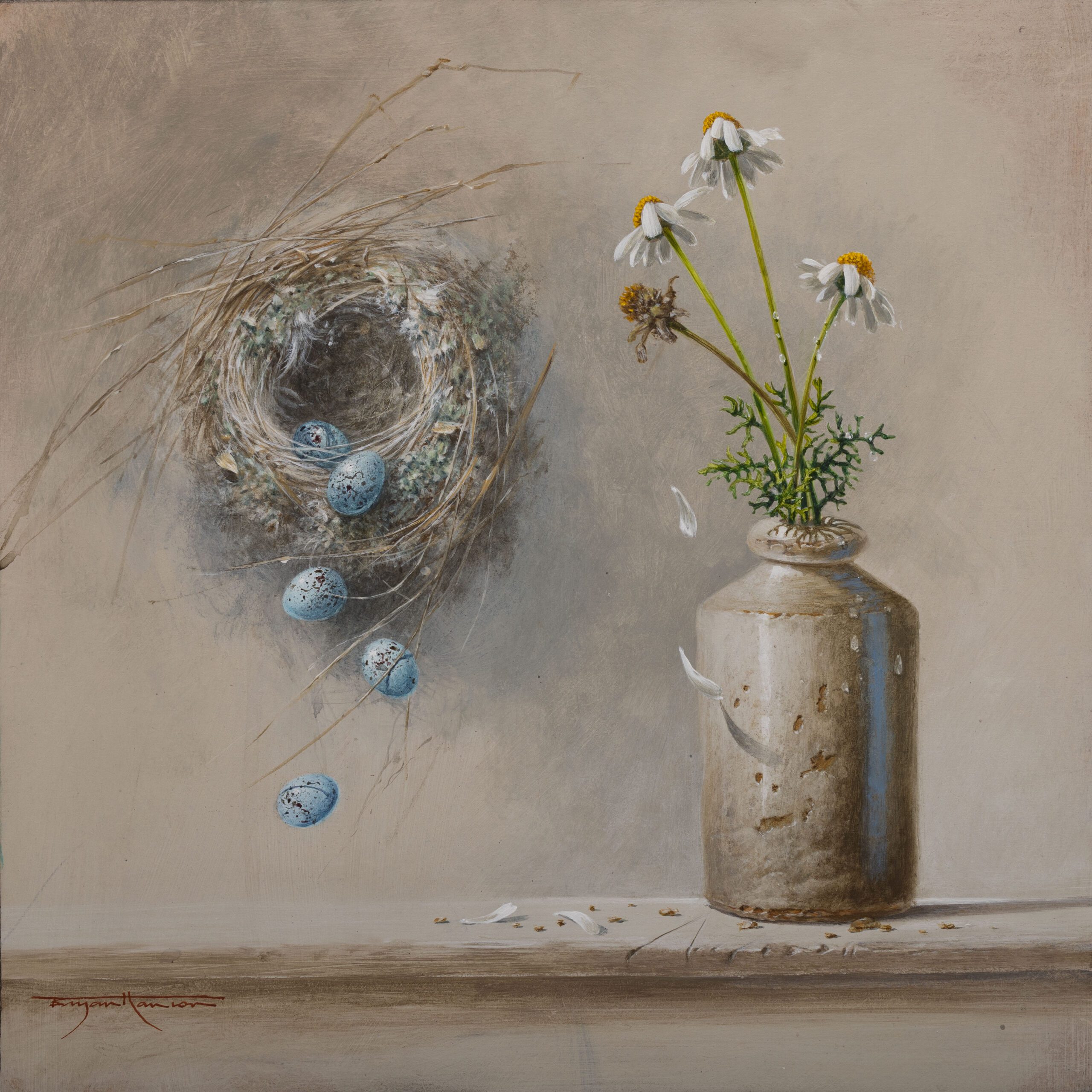 Empty Nest and Daisies (studio study)